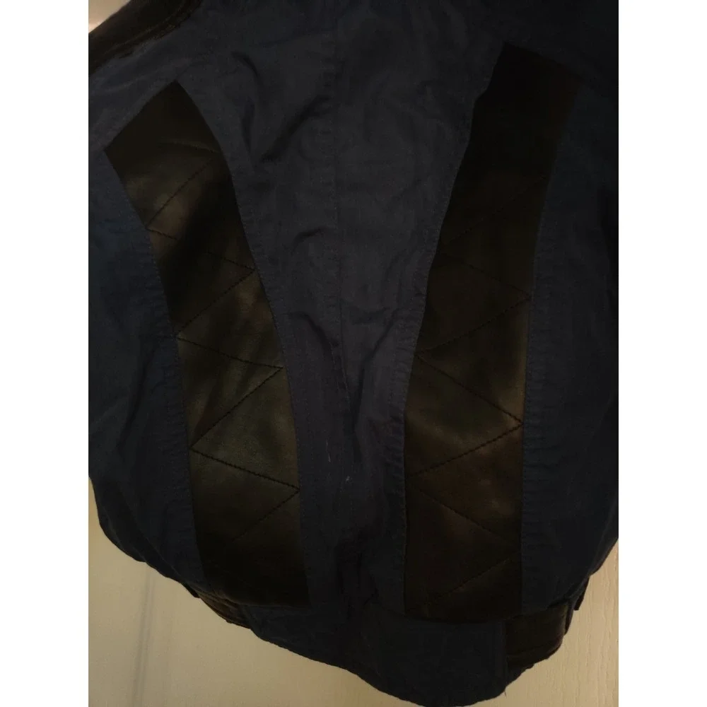 Mountain Reserve Kids Vintage Style Bomber Jacket Navy Blue Faux Leather Accents